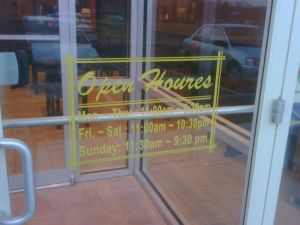Engrish Business Hours (seen at a South Riding, VA Chinese restaurant)