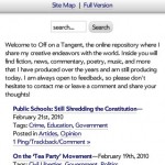 Off on a Tangent, Mobile Edition Off on a Tangent, Mobile Edition