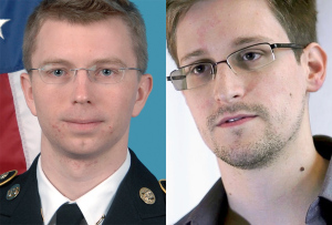 Bradley Manning (U.S. Army) and Edward Snowden (Laura Poitras / Praxis Films [CC-BY-3.0])